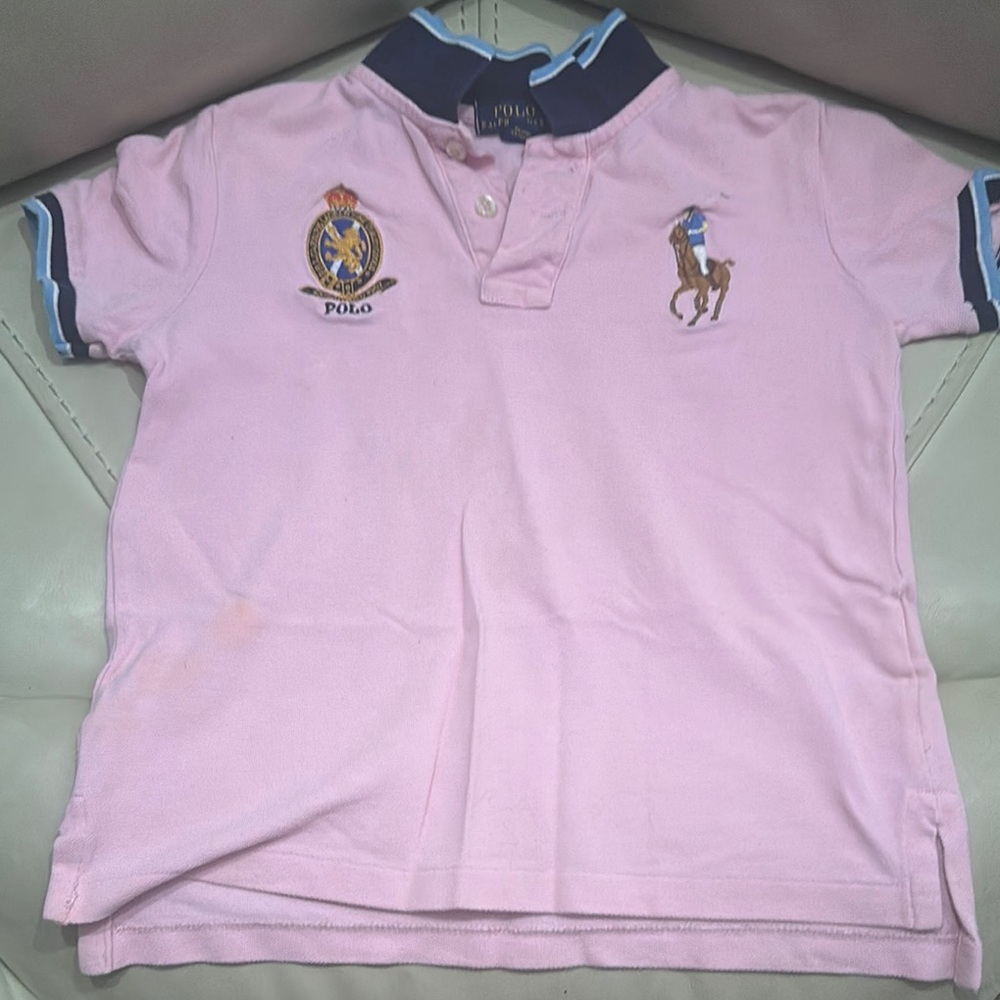 Polo by Ralph Lauren Pink Polo Shirt with Navy Accents